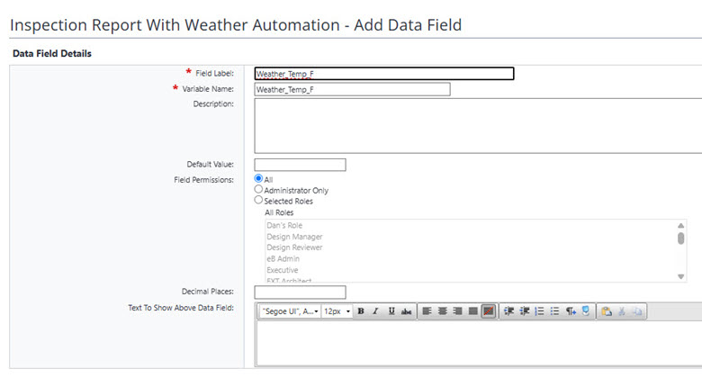 Add each weather data field to the process